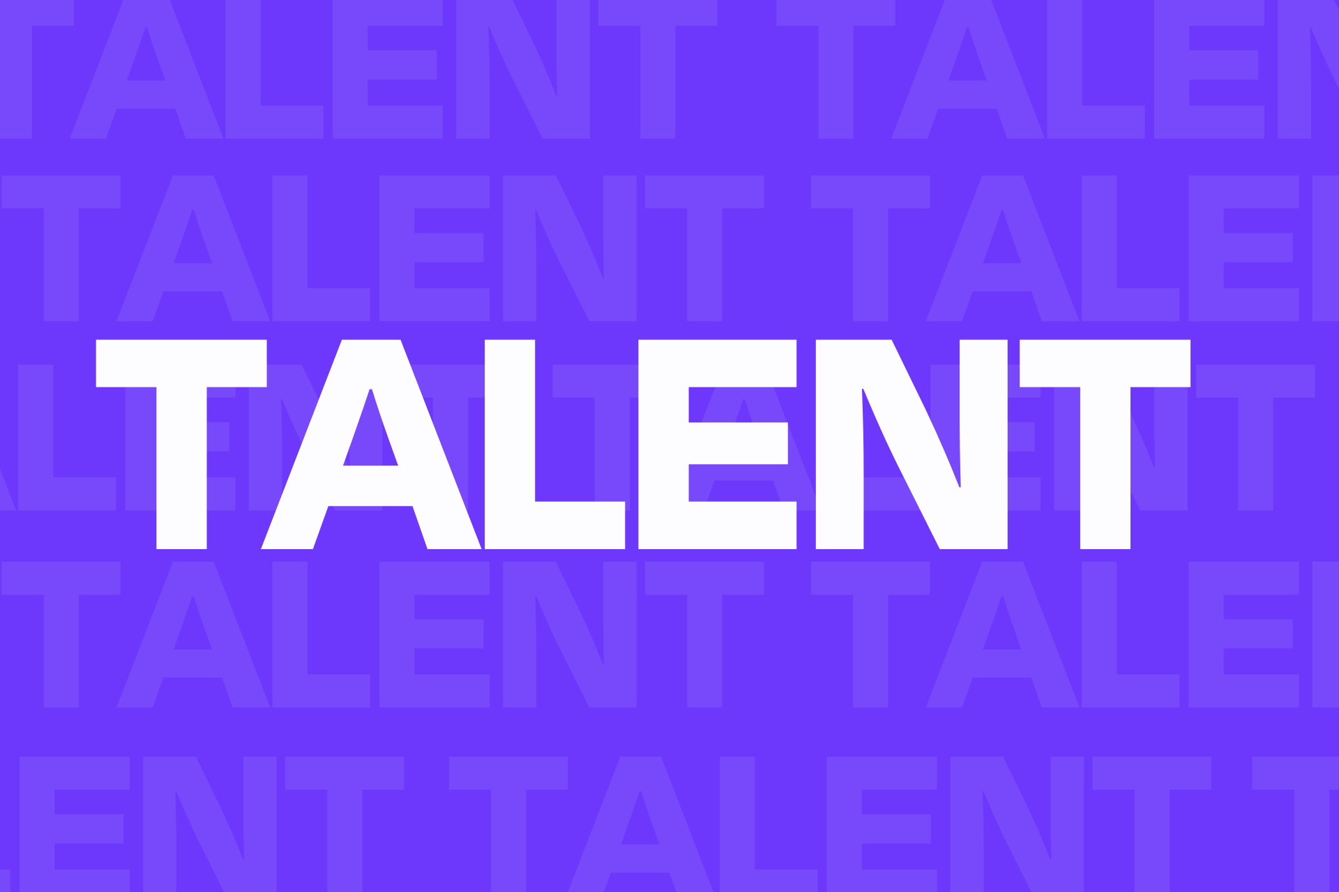 The word talent in white capitals on purple background
